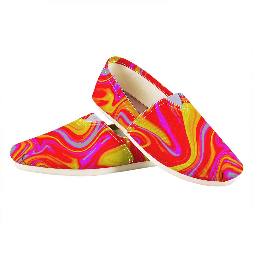 Orange Psychedelic Liquid Trippy Print Casual Shoes