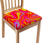 Orange Psychedelic Liquid Trippy Print Chair Cushion Cover