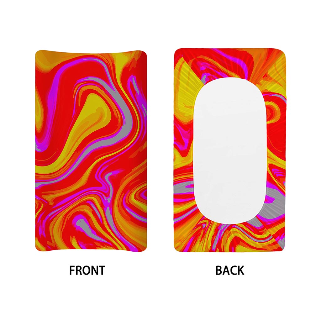 Orange Psychedelic Liquid Trippy Print Changing Pad Cover