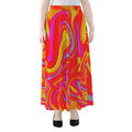 Orange Psychedelic Liquid Trippy Print Chiffon Maxi Skirt
