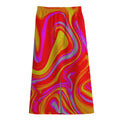 Orange Psychedelic Liquid Trippy Print Cotton Front Slit Maxi Skirt
