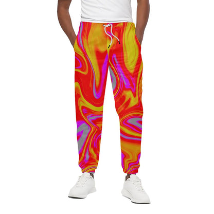 Orange Psychedelic Liquid Trippy Print Cotton Pants
