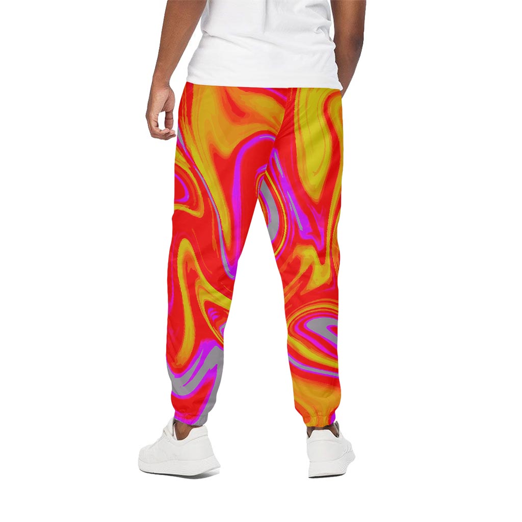 Orange Psychedelic Liquid Trippy Print Cotton Pants