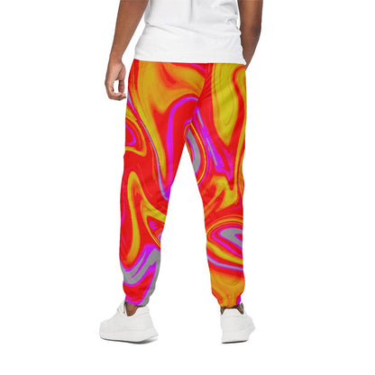 Orange Psychedelic Liquid Trippy Print Cotton Pants