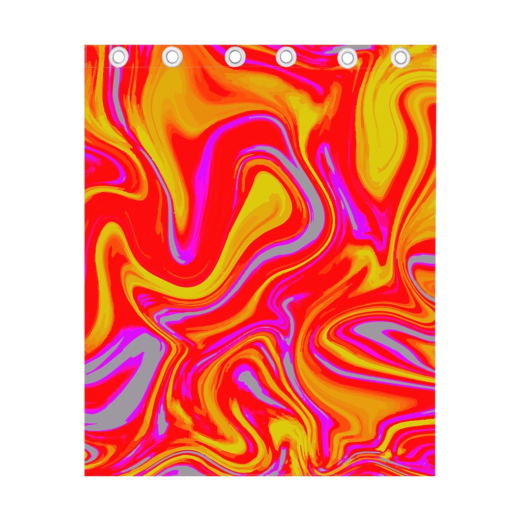 Orange Psychedelic Liquid Trippy Print Curtain