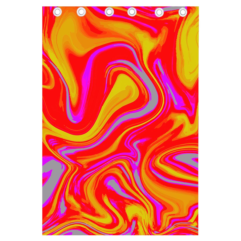 Orange Psychedelic Liquid Trippy Print Curtain