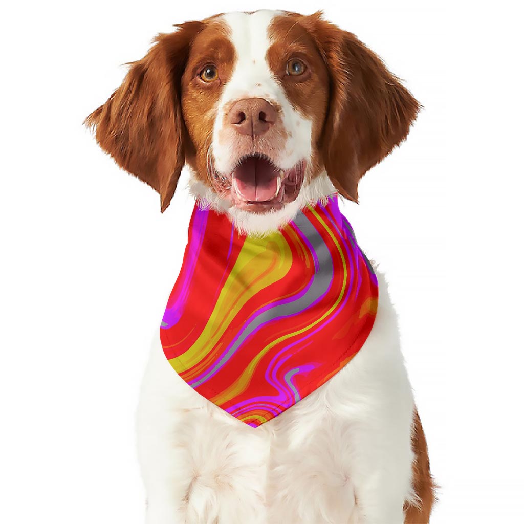 Orange Psychedelic Liquid Trippy Print Dog Bandana