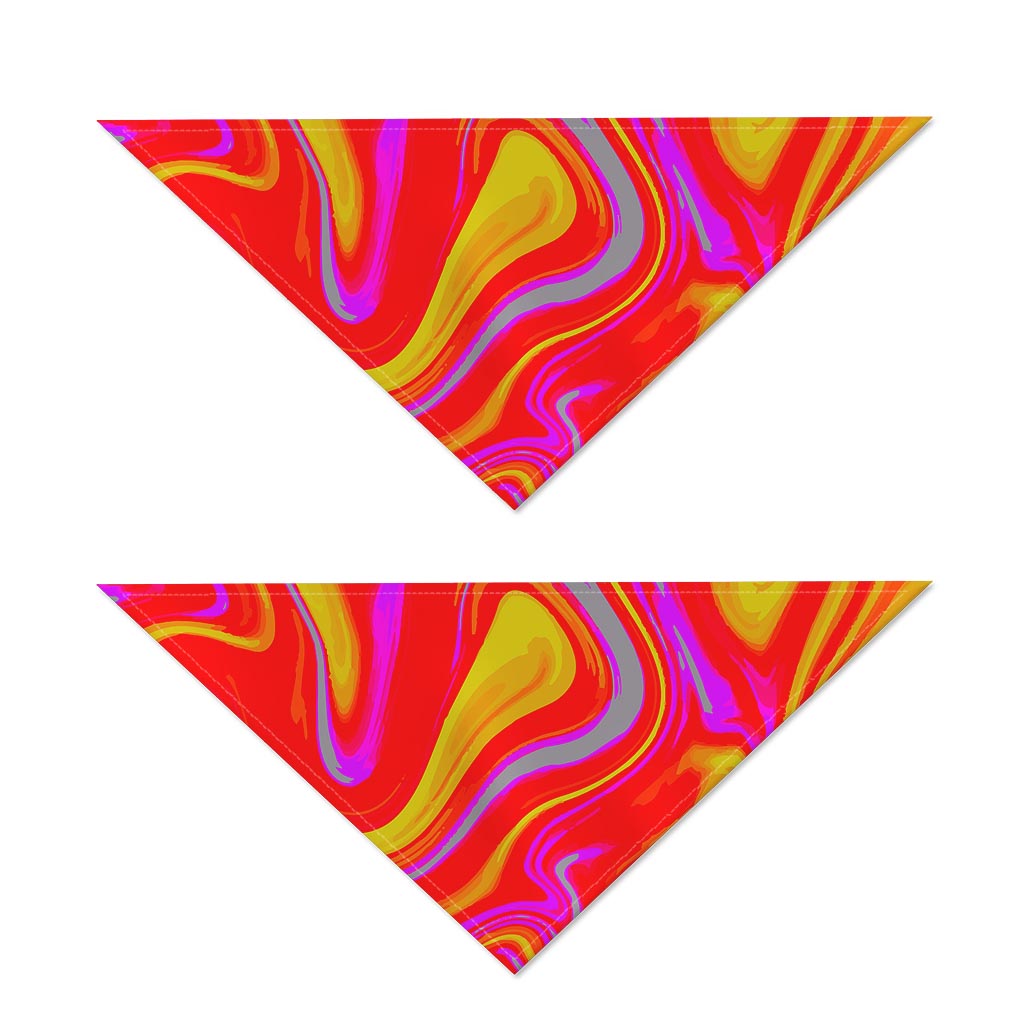 Orange Psychedelic Liquid Trippy Print Dog Bandana