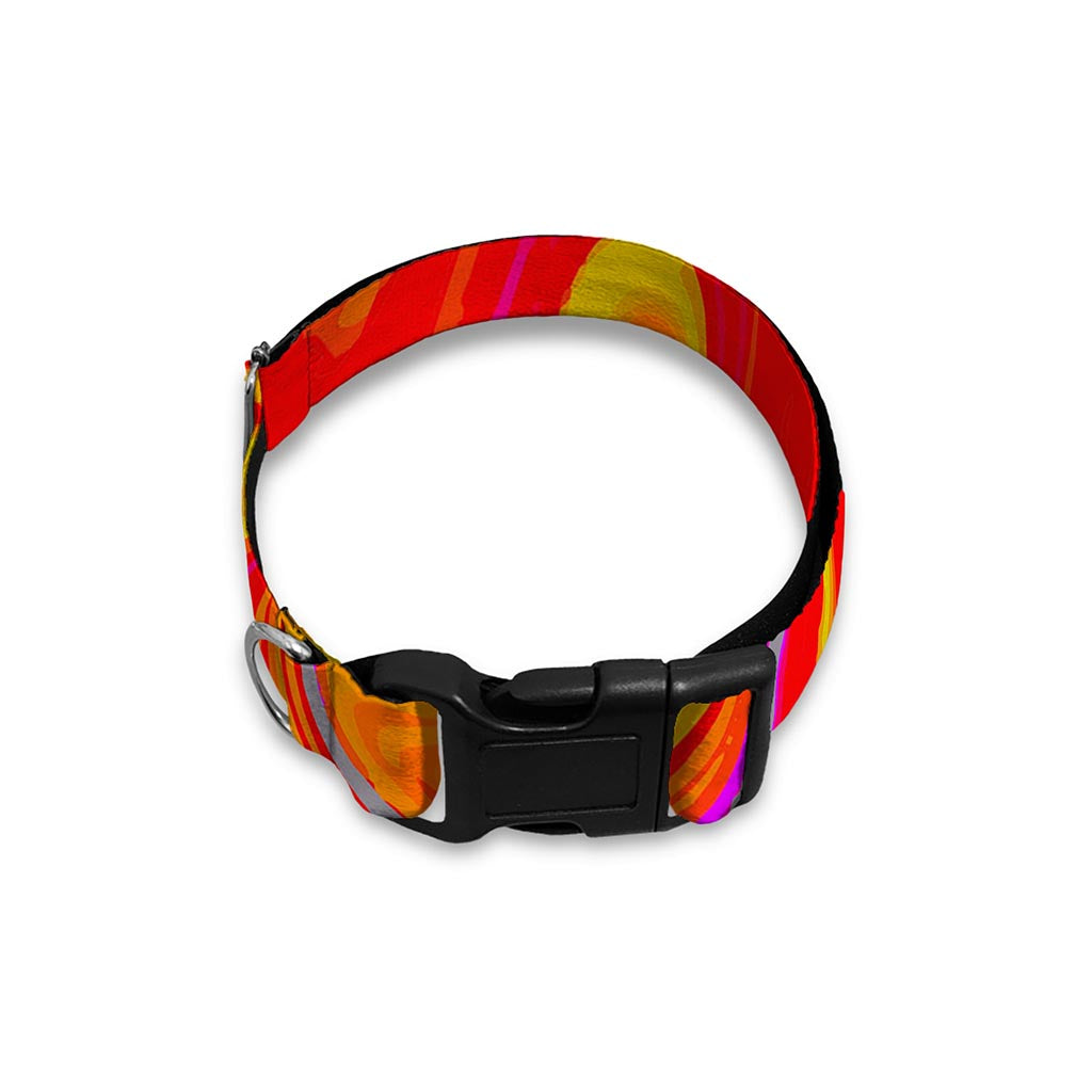 Orange Psychedelic Liquid Trippy Print Dog Collar