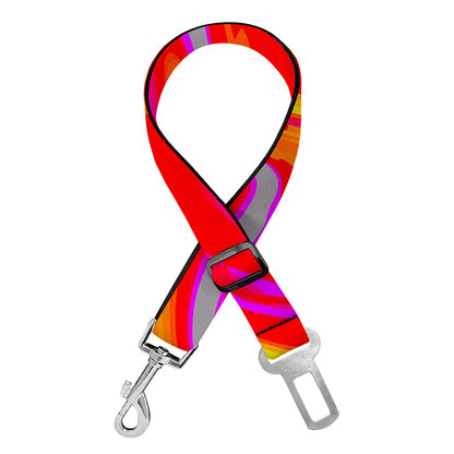 Orange Psychedelic Liquid Trippy Print Dog Seat Belt