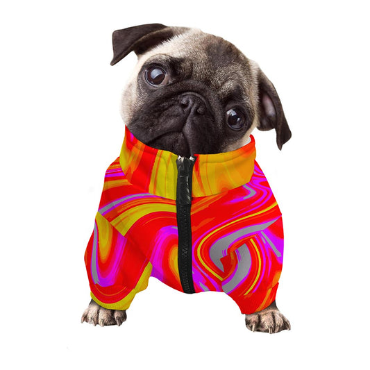Orange Psychedelic Liquid Trippy Print Dog Zip Up Jacket
