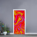 Orange Psychedelic Liquid Trippy Print Door Sticker