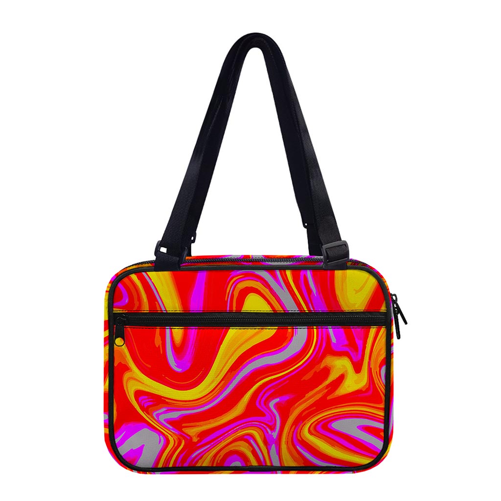 Orange Psychedelic Liquid Trippy Print Double Strap Bible Bag