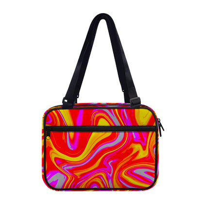 Orange Psychedelic Liquid Trippy Print Double Strap Bible Bag