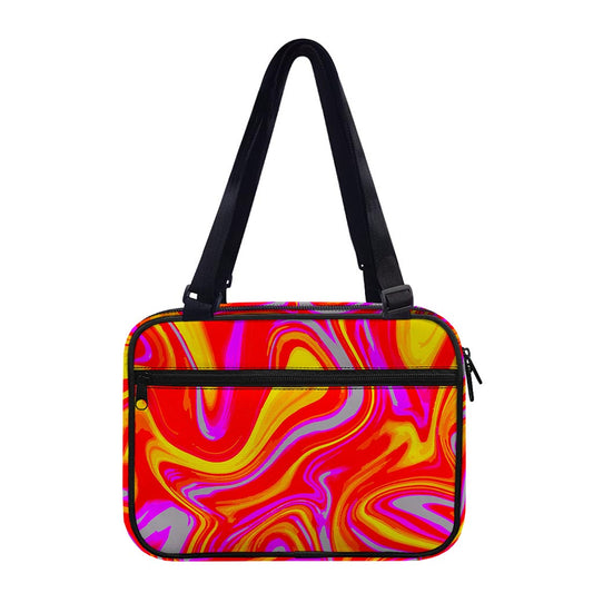 Orange Psychedelic Liquid Trippy Print Double Strap Bible Bag