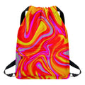 Orange Psychedelic Liquid Trippy Print Drawstring Backpack