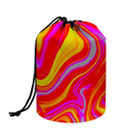 Orange Psychedelic Liquid Trippy Print Drawstring Makeup Bag