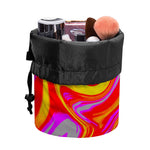 Orange Psychedelic Liquid Trippy Print Drawstring Makeup Bag