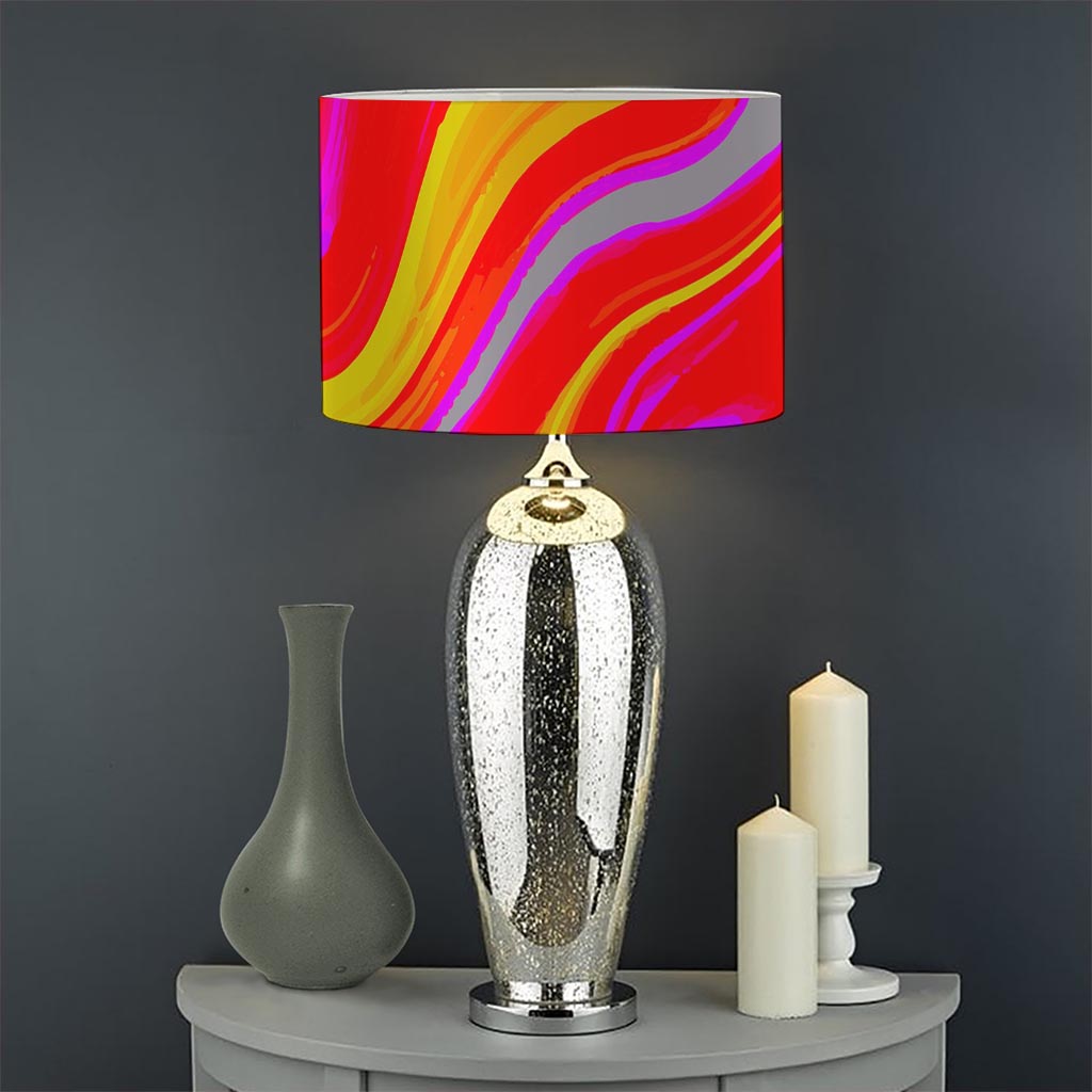 Orange Psychedelic Liquid Trippy Print Drum Lamp Shade
