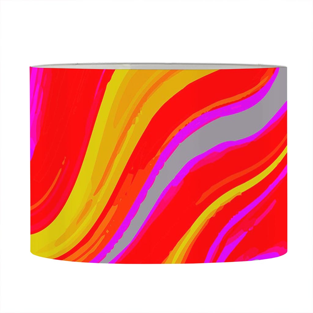 Orange Psychedelic Liquid Trippy Print Drum Lamp Shade
