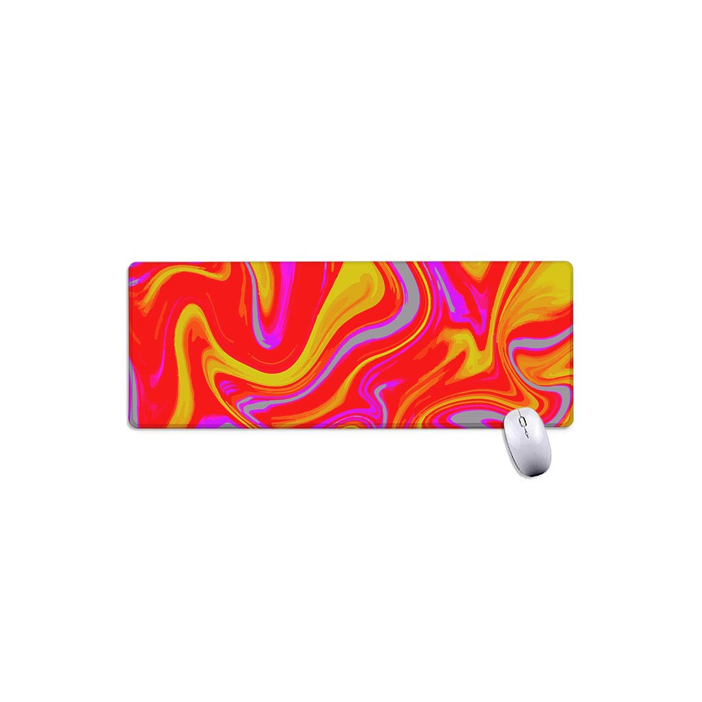 Orange Psychedelic Liquid Trippy Print Extended Mouse Pad