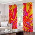 Orange Psychedelic Liquid Trippy Print Extra Wide Grommet Curtains