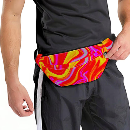 Orange Psychedelic Liquid Trippy Print Fanny Pack