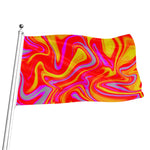 Orange Psychedelic Liquid Trippy Print Flag