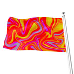 Orange Psychedelic Liquid Trippy Print Flag