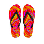 Orange Psychedelic Liquid Trippy Print Flip Flops