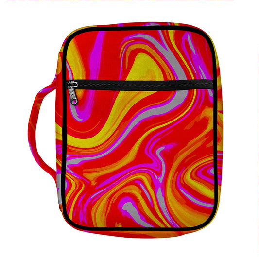 Orange Psychedelic Liquid Trippy Print Front Pocket Bible Bag