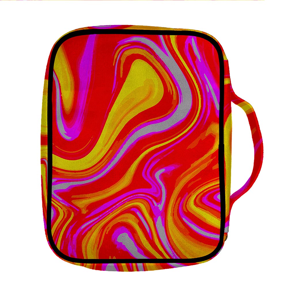 Orange Psychedelic Liquid Trippy Print Front Pocket Bible Bag
