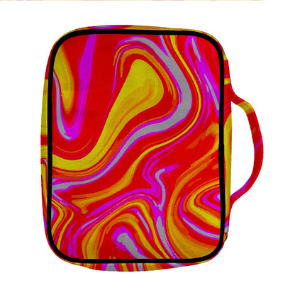Orange Psychedelic Liquid Trippy Print Front Pocket Bible Bag