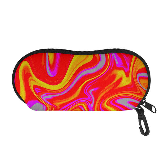 Orange Psychedelic Liquid Trippy Print Glasses Case