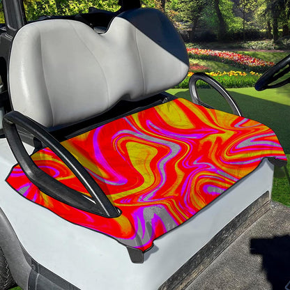 Orange Psychedelic Liquid Trippy Print Golf Cart Seat Cover
