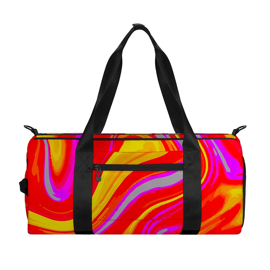 Orange Psychedelic Liquid Trippy Print Gym Bag
