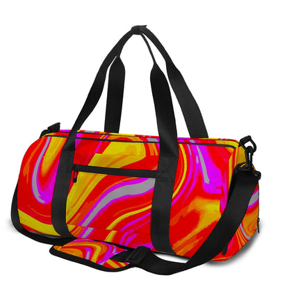 Orange Psychedelic Liquid Trippy Print Gym Bag