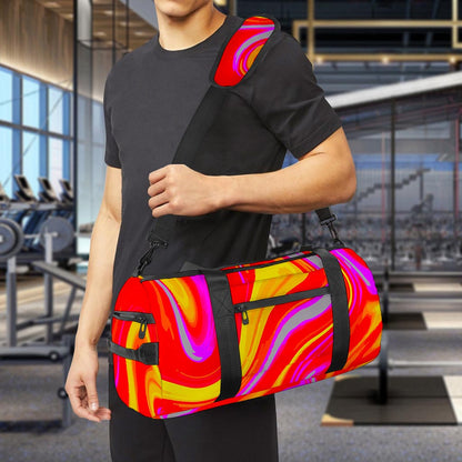 Orange Psychedelic Liquid Trippy Print Gym Bag
