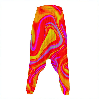 Orange Psychedelic Liquid Trippy Print Hammer Pants