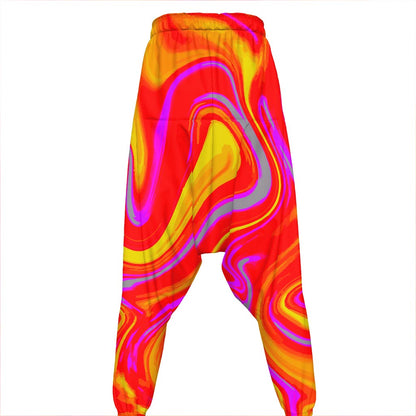 Orange Psychedelic Liquid Trippy Print Hammer Pants