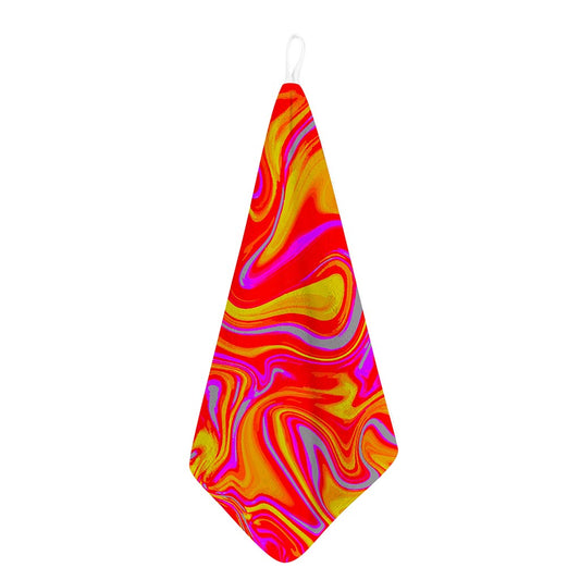 Orange Psychedelic Liquid Trippy Print Hand Towel