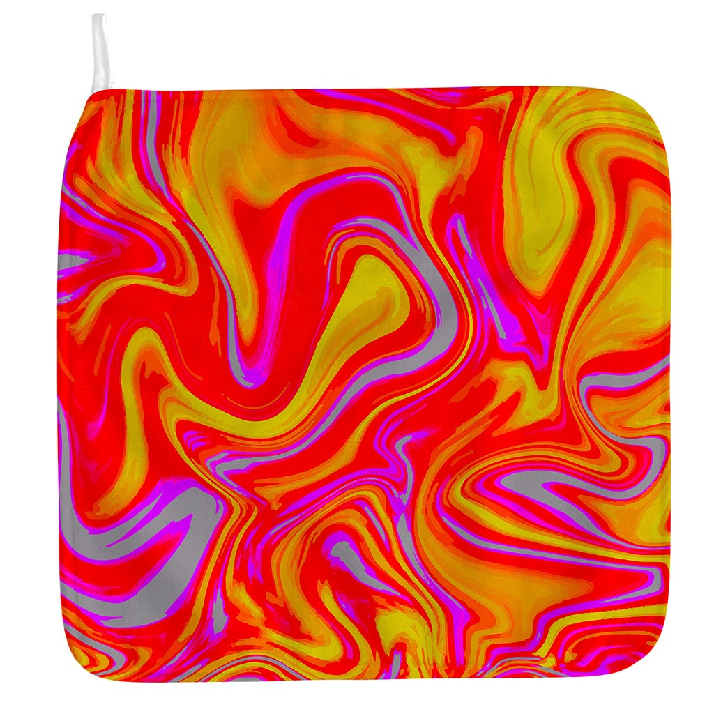 Orange Psychedelic Liquid Trippy Print Hand Towel