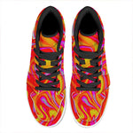 Orange Psychedelic Liquid Trippy Print High Top Leather Sneakers