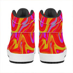 Orange Psychedelic Liquid Trippy Print High Top Leather Sneakers
