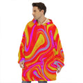 Orange Psychedelic Liquid Trippy Print Hoodie Blanket
