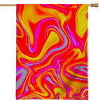 Orange Psychedelic Liquid Trippy Print House Flag