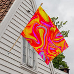 Orange Psychedelic Liquid Trippy Print House Flag