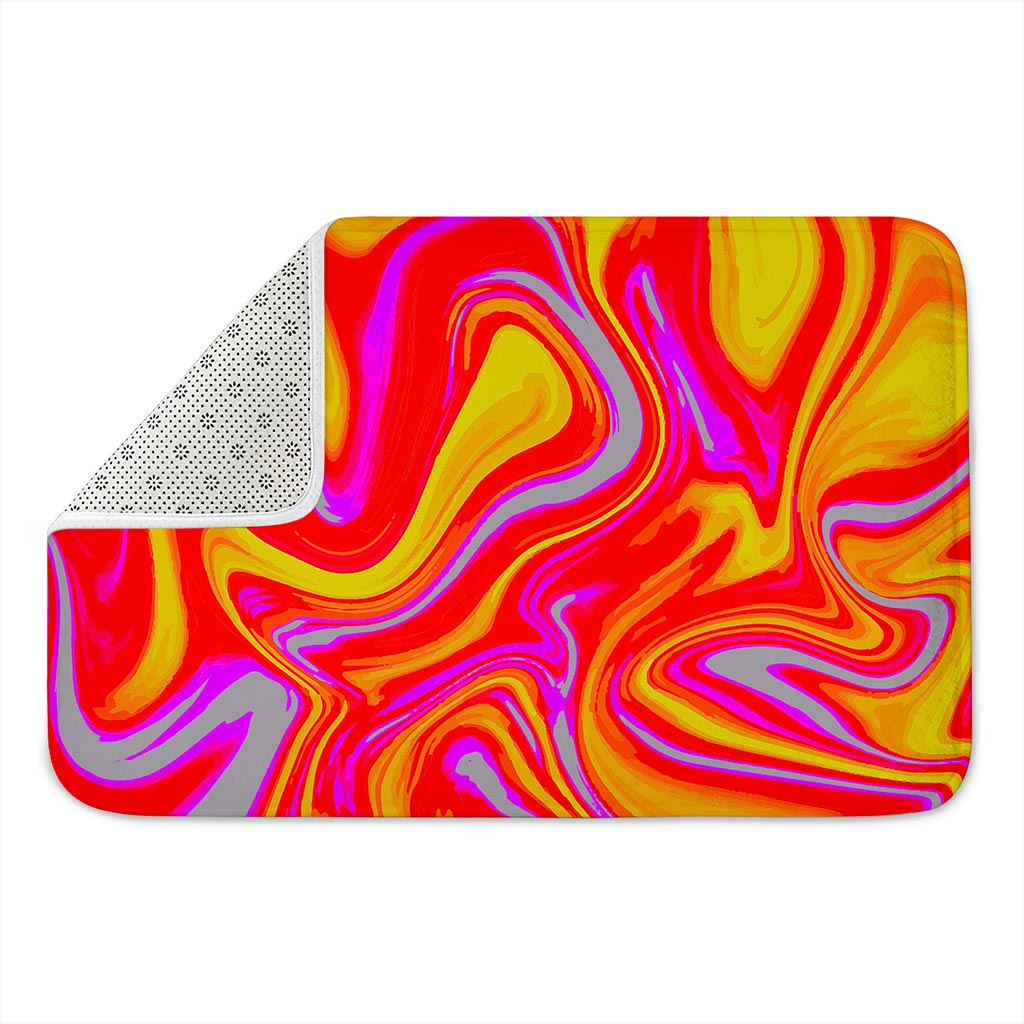 Orange Psychedelic Liquid Trippy Print Indoor Door Mat