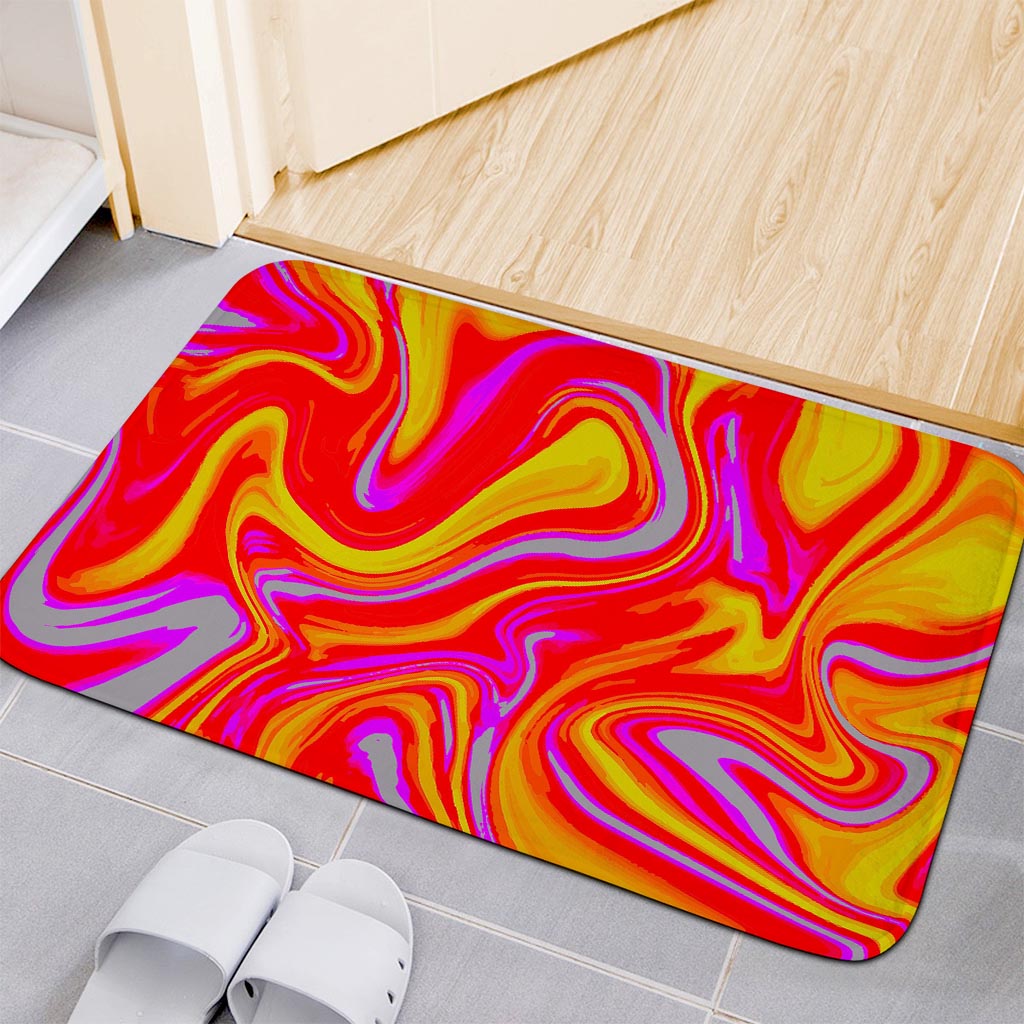 Orange Psychedelic Liquid Trippy Print Indoor Door Mat