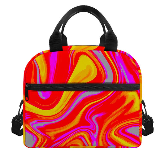 Orange Psychedelic Liquid Trippy Print Insulated Lunch Bag